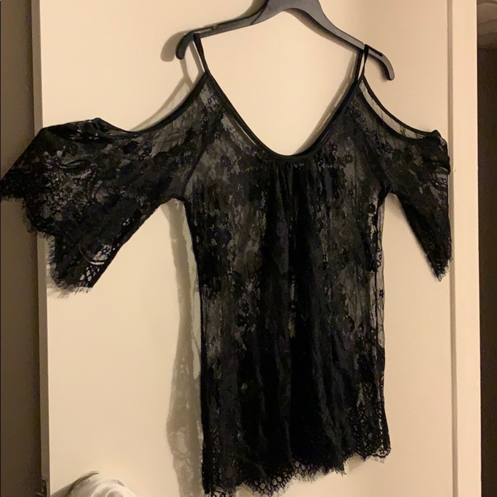 Lace cold shoulder blouse